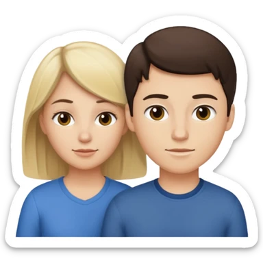 Brunette mom with blonde teenage son sticker