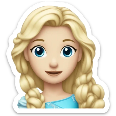 A princess with blue eyes, straight blonde hair and young sticker