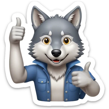 Wolf giving thumbs up with one hand  sticker