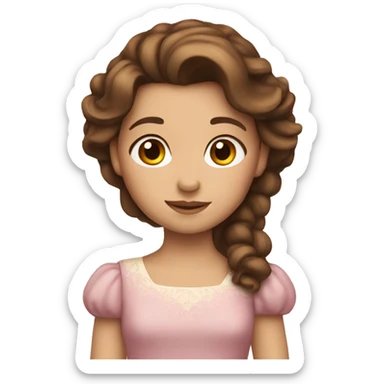little princess with brown hair  sticker
