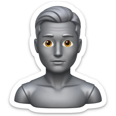 gray metal painted man bust sticker
