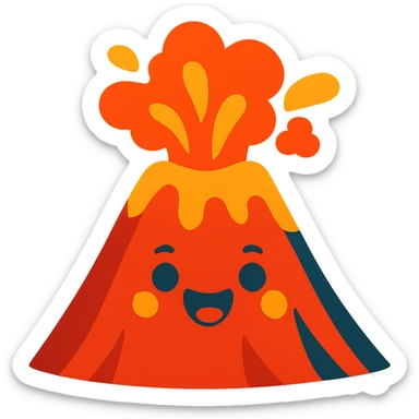 vibrant toon style smiling volcano sticker