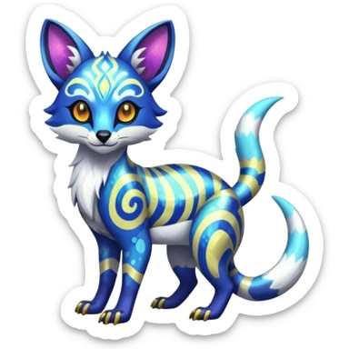 Shiny Exotic Colorful Patterned Esoteric Cool Genet-Absol-Zeraora-Primagen-fusion-creature  sticker