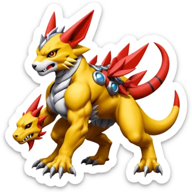 Guilmon-Renamon-Wargreymon-Weregarurumon-fusion-creature (full body sticker