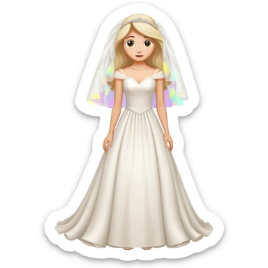 woman teared wedding dress standing on foot sticker