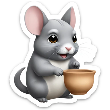 Chinchilla making ceramics sticker