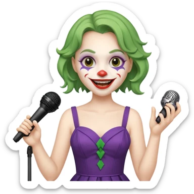 joker with dress, microphone, singing sticker