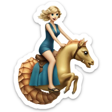 Taylor swift riding a seahorse  sticker