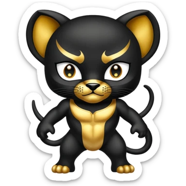 Pantera negra de cuerpo entero con la v super pequeña en la frente de color dorado sticker