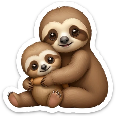 Baby sloth hugging a teddy bear sticker