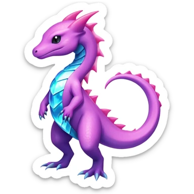 Iridescent crystalic Shiny pastel Salandit-Aurorus-Salazzle-Dragonair-Fakémon-hybrid-creature (full body)  sticker