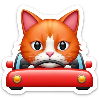 Red cat driving  sticker