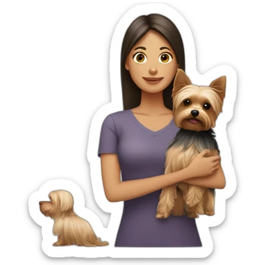 Mujer pelirroja con su Yorkshire Terrier sticker