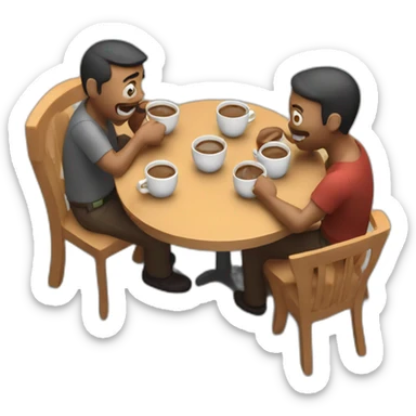 emote pixar ilustration 3d style of men drinking coffee sticker