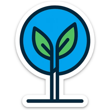 Empowering Futures, stylized tree with upward branches, symbolizing growth, clean lines, blue and green palette sticker