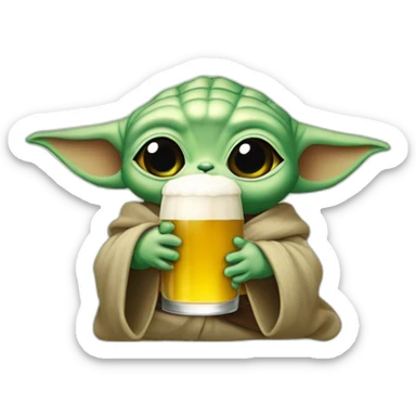 Bébé yoda qui boit une bière sticker