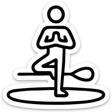 icon on the theme of yoga paddle boarding classes.  sticker