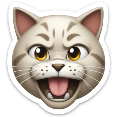 Angry cat with classes and smile sticker