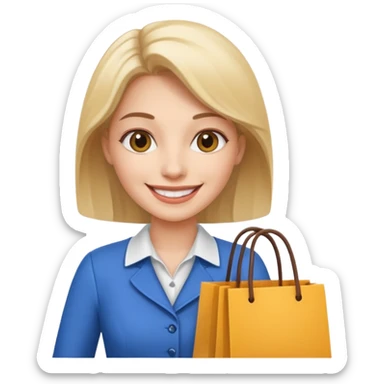 preciso de um amoji de vendedora com sacolas na mão sticker