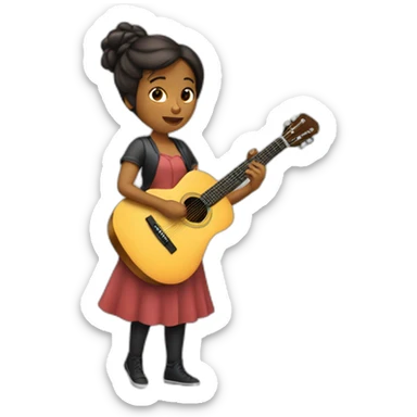 femme  métissé qui fait de la guitare sticker
