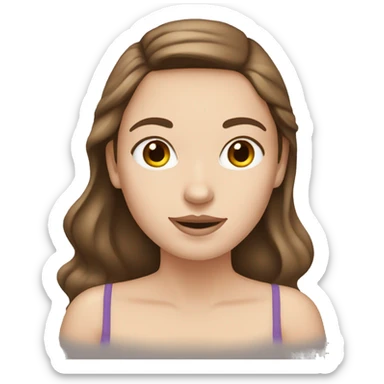 white girl applying cream on face brown hair sticker