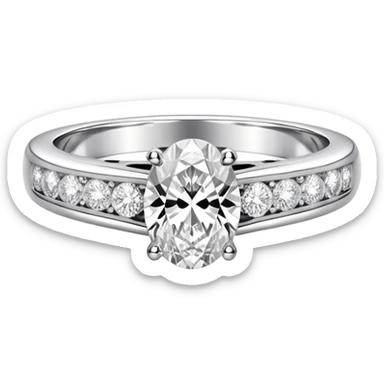 Large Oval Engagement ring diamond channel set band  sticker