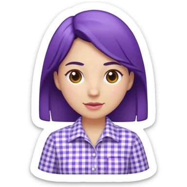 purple white gingham shirted woman sticker