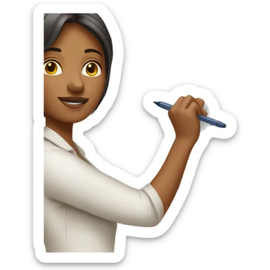 Woman writing on whiteboard sticker