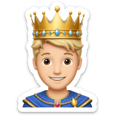 prince charming classic fairy tale style wearing a crown and royal attire smiling sticker