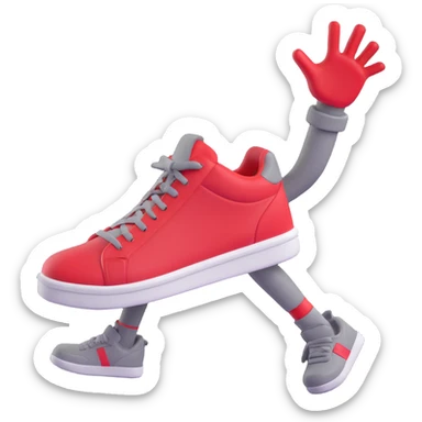 3D Emoji style sneaker with University Red, Black, and Cement Grey colorway, inspired by DJ Khaled's Grateful Air Jordan 3, with arms and legs, fun expression sticker
