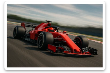 modern F1 race car, dynamic and fast appearance, bright red color, detailed wheels, sleek and sporty design sticker
