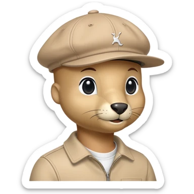 Single beige Kangol 504 flat cap with the iconic Kangol kangaroo logo visible on the side, iOS emoji style, light tan color sticker