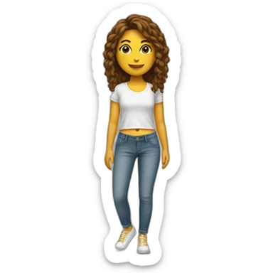 Chica pelo largo moreno, con zapatillas y dinero sticker