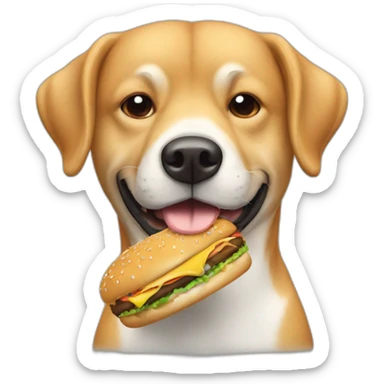 Un chien qui mange un hamburger  sticker