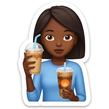 Black girl drinking iced coffee sticker