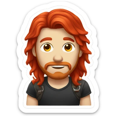Guy with long red hair and a metal band shirt  sticker