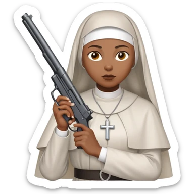 Black woman nun holding a gun sticker