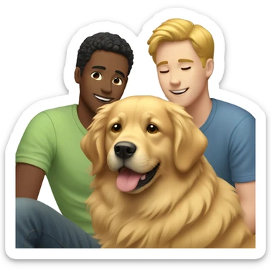 Gay couple with golden retriever  sticker