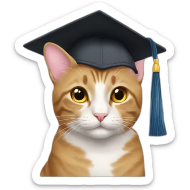 graduating cat sticker