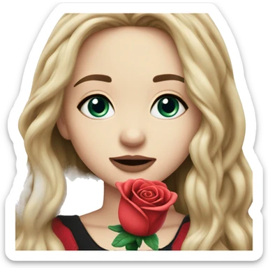 Sabrina carpenter holding a rose toy sticker