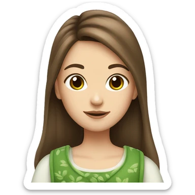 a girl with a brown hair holding a matcha￼ sticker