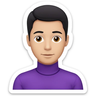 Jeff Wiggle of The Wiggles with light tan skin, black hair, brown eyes, purple skivvy shirt sticker