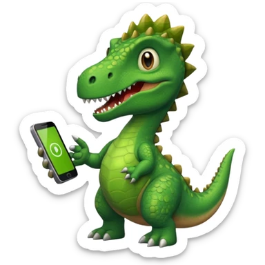 Dinosaur with phone sticker