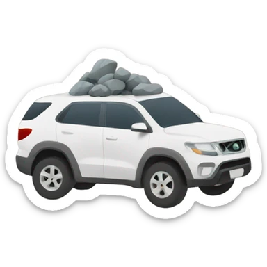 car and rocks hazard sticker