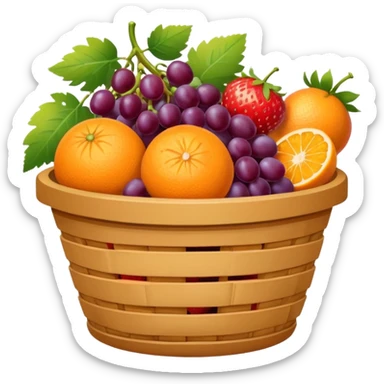 Orange basket with both food, drink and fruits sticker