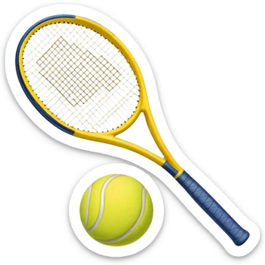 Generate a high-quality emoji of a yellow tennis racket and a tennis ball, realistic colors and shading, smooth gradient colors, no facial features, no brand markings, simple white background, high-resolution.
 sticker