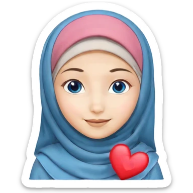 Turkish beautiful finish Konya girl blue eyes with hijab and islamic dress she Smiling Face with Hearts sticker