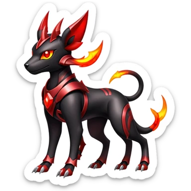 Shiny Gothic Exotic Futuristic Houndoom-Genesect-Torracat-Pokémon-Fakémon-hybrid-creature sticker