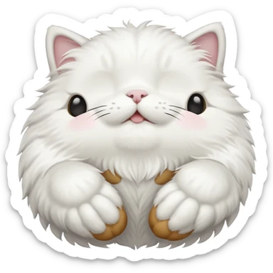 white cat fluffy paw, from the bottom, cute sticker