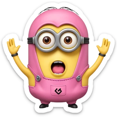 A pink screaming minion sticker